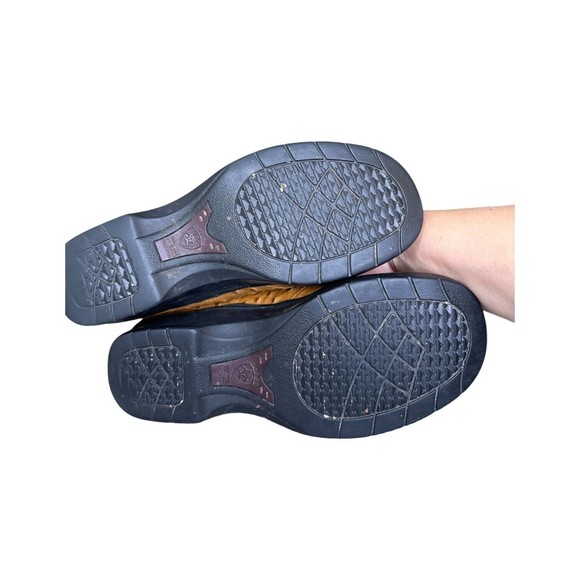 Ariat Mules Clogs Brown Leather Ostrich Print Slip On Western Shoes Women's 8.5 - Picture 15 of 15